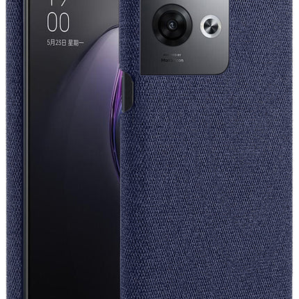 Mobizang Woven Soft Fabric Case for Oppo Reno 8 PRO (5G) Back Cover,  Shock Protection Slim Hard Anti Slip Back Cover (Blue)