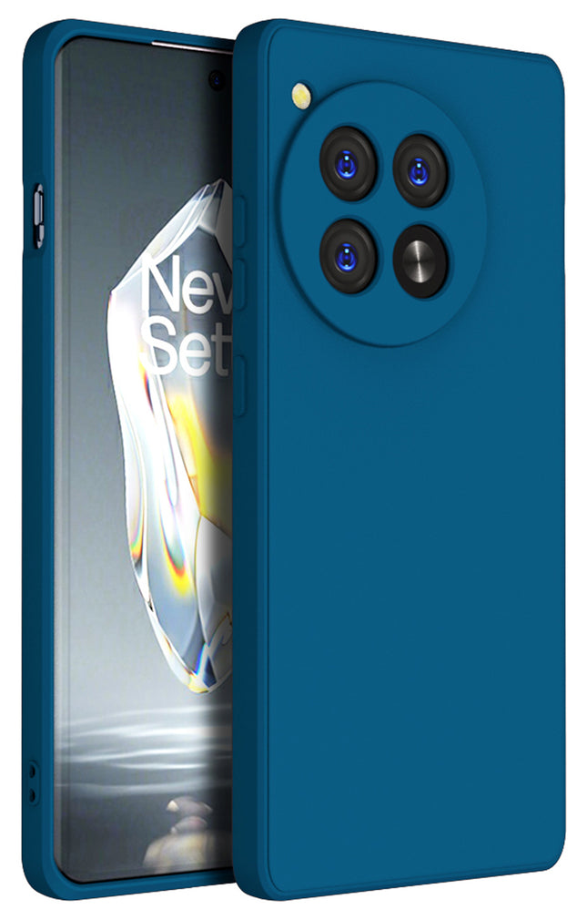 Mobizang Matte Protective Lens Flexible Back Cover for Oneplus 12R | Slim Silicone with Soft Lining Shockproof Full Body Bumper Case (Blue)