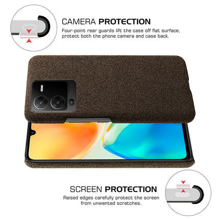 Mobizang Woven Soft Fabric Case for VIVO V25 PRO (5G) Back Cover, Shock Protection Slim Hard Anti Slip Back Cover (Brown)