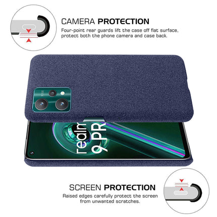 Woven Soft Fabric Case for Realme 9 Pro Back Cover, Shock Protection Slim Hard Anti Slip Back Cover (Blue)