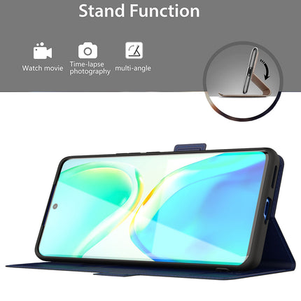 Mobizang Noble Slim Magnetic Leather Flip Case Cover for Vivo V25 Pro (5G) , Magnetic and Card Holder Stand Leather Flip Wallet Case (Blue)