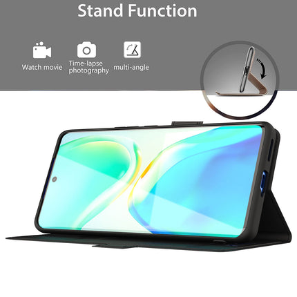 Mobizang Noble Slim Magnetic Leather Flip Case Cover for Vivo V25 Pro (5G) ,Magnetic and Card Holder Stand Leather Flip Wallet Case (Black)