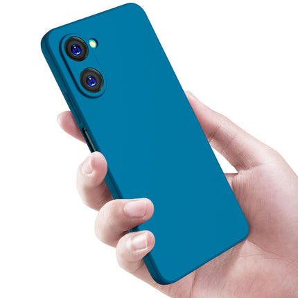 Mobizang Matte Lens Protective Shockproof Flexible Back Cover for Realme 10 Pro Case | Slim Silicone with Soft Lining Shockproof Full Body Bumper (Blue)