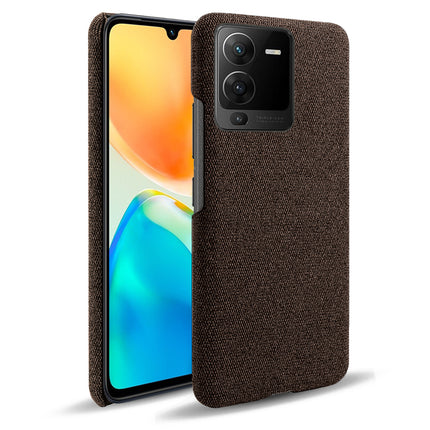 Mobizang Woven Soft Fabric Case for VIVO V25 PRO (5G) Back Cover, Shock Protection Slim Hard Anti Slip Back Cover (Brown)