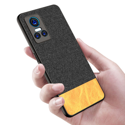 Soft Fabric & Leather Hybrid Protective Back Case Cover for Realme GT Neo 3 (5G) (Black , Brown)