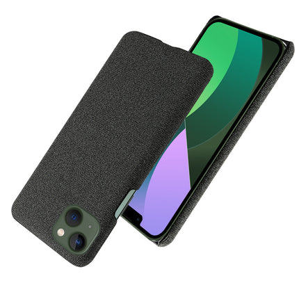 Mobizang Woven Soft Fabric Case for Apple iPhone 14 Back Cover, Shock Protection Slim Hard Anti Slip Back Cover (Black)
