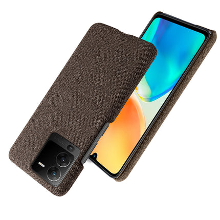 Mobizang Woven Soft Fabric Case for VIVO V25 PRO (5G) Back Cover, Shock Protection Slim Hard Anti Slip Back Cover (Brown)