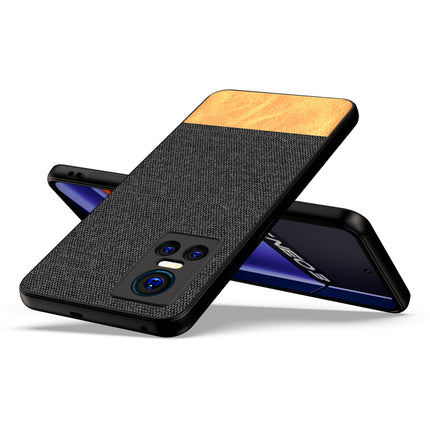 Soft Fabric & Leather Hybrid Protective Back Case Cover for Realme GT Neo 3 (5G) (Black , Brown)