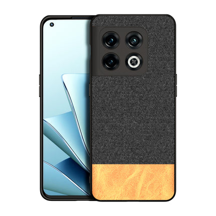 Soft Fabric & Leather Hybrid Protective Case Cover for OnePlus 10 Pro (Black,Brown)