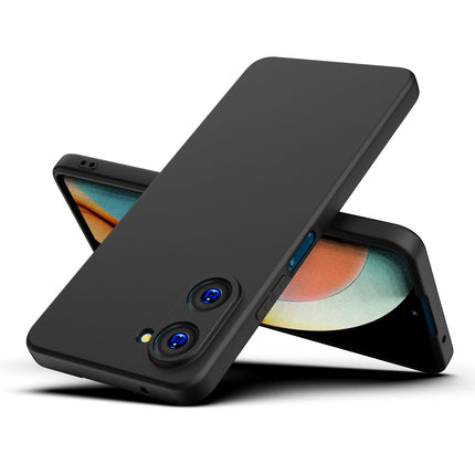 Mobizang Matte Lens Protective Shockproof Flexible Back Cover for Realme 10 Pro Case | Slim Silicone with Soft Lining Shockproof Full Body Bumper (Black)