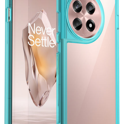 Mobizang Unicorn Acrylic Clear Back Cover For OnePlus 12R | Slim Shockproof [Military Grade Protection] Hybrid Bumper Case (Blue Sides)