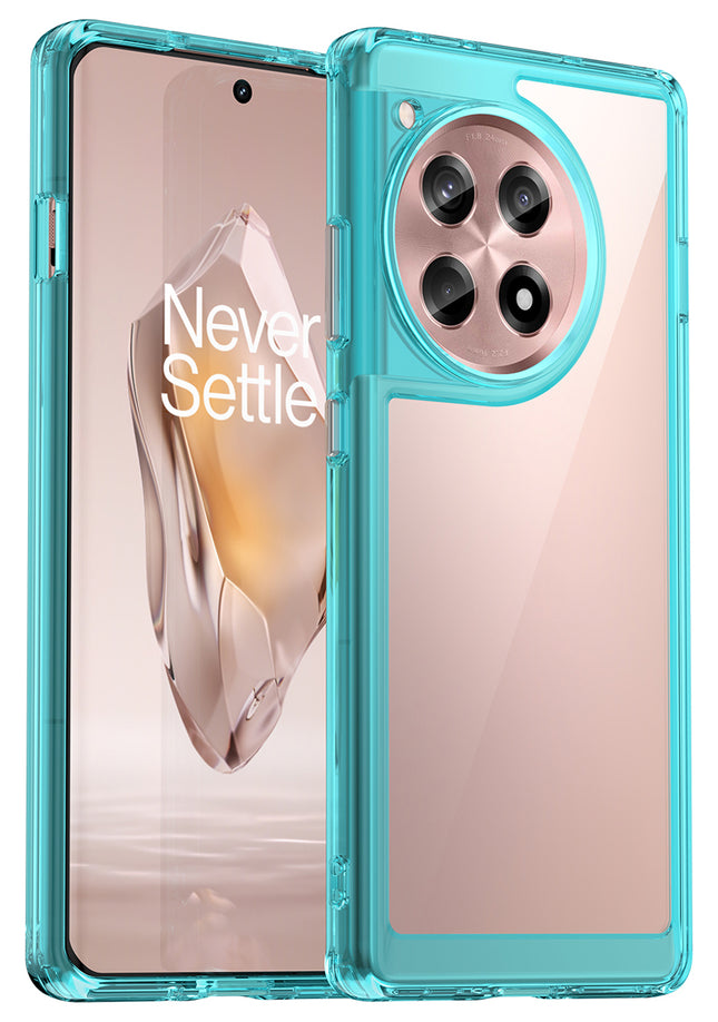 Mobizang Unicorn Acrylic Clear Back Cover For OnePlus 12R | Slim Shockproof [Military Grade Protection] Hybrid Bumper Case (Blue Sides)