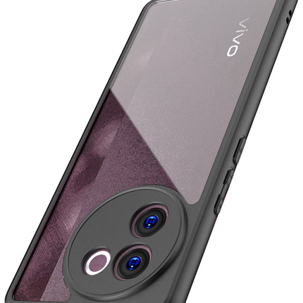 Mobizang Hawkeye Clear Back Cover for Vivo V30E (5G) | Camera Lens Protector Shockproof Slim Clear Case Cover (Black)