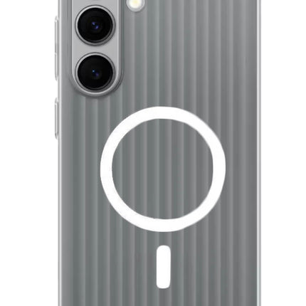 Mobizang Matte Magnetic Wave Grip Back Cover for Samsung Galaxy S25 | [MagSafe Compatible] Wireless charging, Slim, Metal Buttons, Frosted Back Case (White)