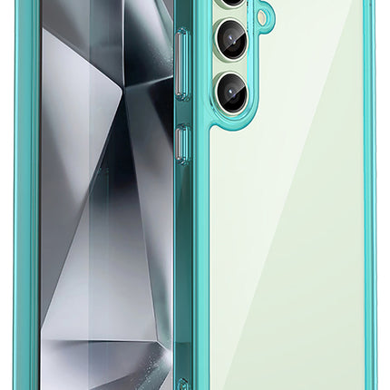 Mobizang Unicorn Acrylic Clear Back Cover For Samsung Galaxy S24 FE | Slim Shockproof [Military Grade Protection] Hybrid Bumper Case (Blue Sides)