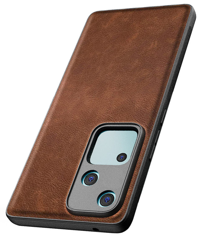 Mobizang Tux Leather Back Cover for Vivo V30 (5G) | Slim Shockproof Camera Protection Bumper Case (Brown)