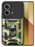 Kapa Tank Back Cover for Redmi Note 13 Pro (5G) | Inbuilt Ring + Slider Shockproof Lens Protection Bumper Back Case (Green)