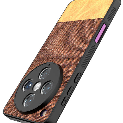 Mobizang Soft Fabric & Leather Hybrid Protective Back Cover for Oppo Find X8 Pro | Shockproof Slim Hard Anti Slip Back Case (Brown)