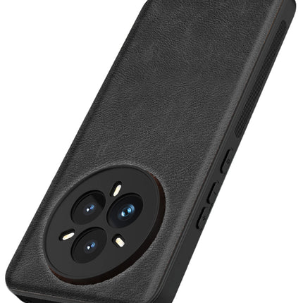 Mobizang Tux Leather Back Cover for Realme 14 Pro 5G | Slim Shockproof Camera Protection Bumper Case (Black)