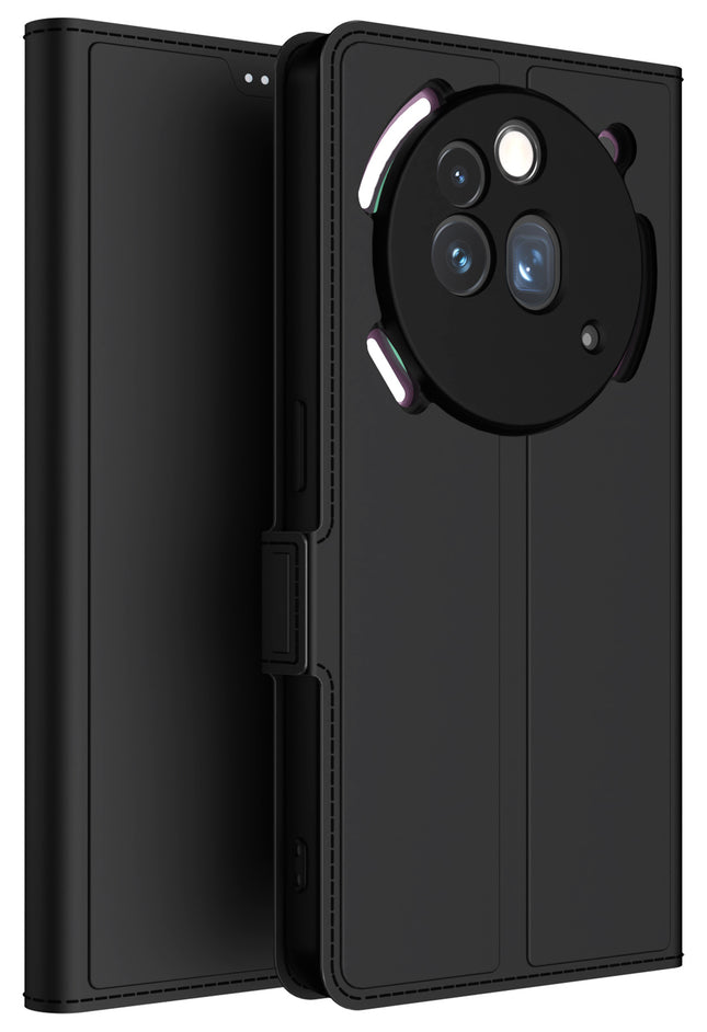 Mobizang Noble Slim Magnetic Leather Flip Case Cover for Nothing Phone 3A Pro | Card Holder Stand Flip Wallet Case (Black)