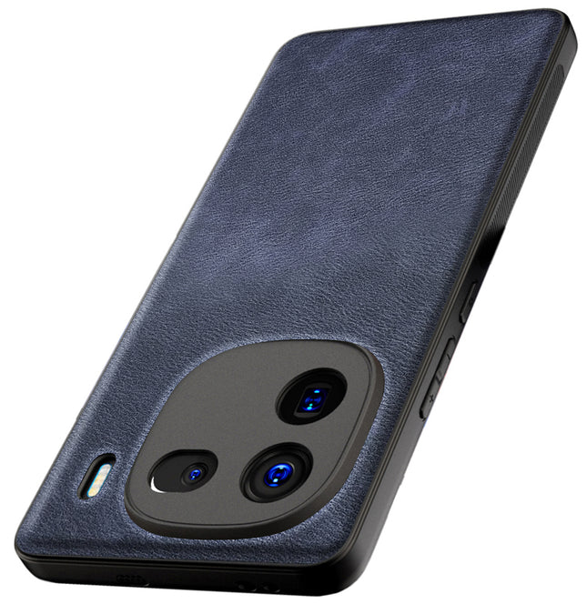 Kapa Tux Leather Back Cover for IQOO 12 (5G) | Slim Shockproof Camera Protection Bumper Case (Blue)