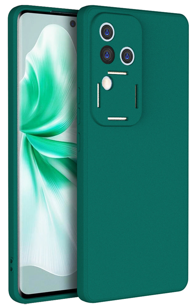 Mobizang Matte Protective Lens Flexible Back Cover for Vivo V30 Pro (5G) | Slim Silicone with Soft Lining Shockproof Full Body Bumper Case (Green)