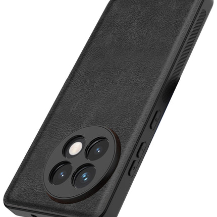 Mobizang Tux Leather Back Cover for OnePlus 13R | Slim Shockproof Camera Protection Bumper Case (Black)