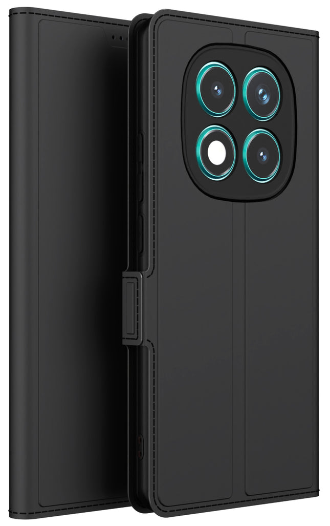 Mobizang Noble Slim Magnetic Leather Flip Case Cover for Redmi Note 14 Pro (5G) | Card Holder Stand Flip Wallet Case (Black)
