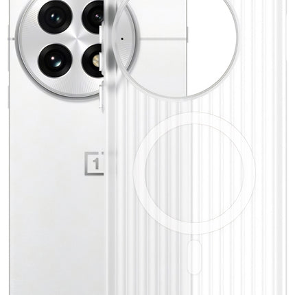 Mobizang Matte Magnetic Wave Grip Back Cover for OnePlus 12 | [MagSafe Compatible] Wireless charging, Slim, Metal Buttons, Frosted Back Case (White)