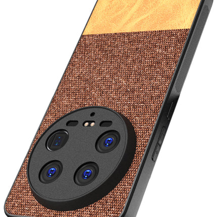 Mobizang Soft Fabric & Leather Hybrid Protective Back Cover for Xiaomi 14 ULTRA (5G) | Shockproof Slim Hard Anti Slip Back Case (Brown)