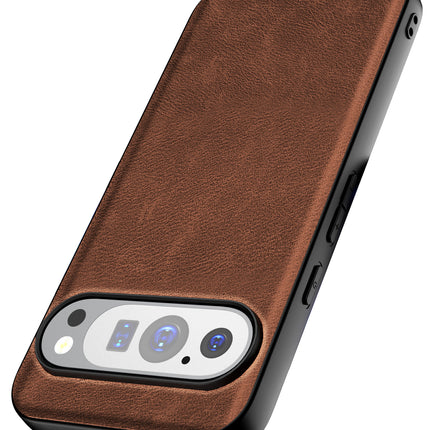 Mobizang Tux Leather Back Cover for Google Pixel 9 / Pixel 9 PRO | Slim Shockproof Camera Protection Bumper Case (Brown)