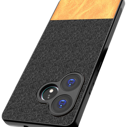 Mobizang Soft Fabric & Leather Hybrid Protective Back Cover for Realme GT 6 / GT 6T | Shockproof Slim Hard Anti Slip Back Case (Black,Brown)