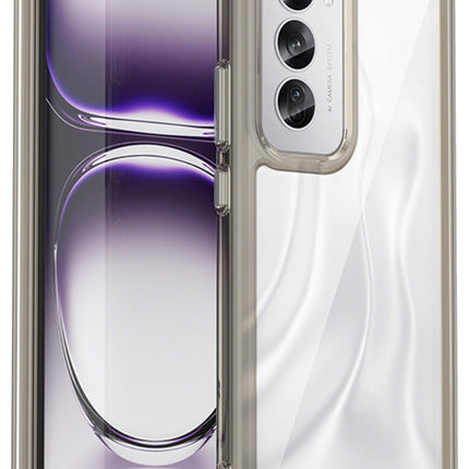 Mobizang Unicorn Acrylic Clear Back Cover For Oppo Reno 12 (5G) | Slim Shockproof [Military Grade Protection] Hybrid Bumper Case (Grey Sides)
