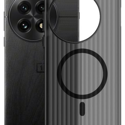 Mobizang Matte Magnetic Wave Grip Back Cover for OnePlus 12 | [MagSafe Compatible] Wireless charging, Slim, Metal Buttons, Frosted Back Case (Grey)