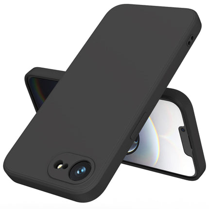 Mobizang Matte Protective Lens Flexible Back Cover for Apple iPhone 16E | Slim Silicone with Soft Lining Shockproof Full Body Bumper Case (Black)