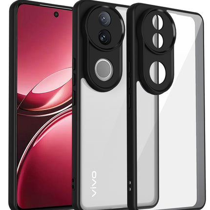 Mobizang Hawkeye Clear Back Cover for Vivo V50 5G | Camera Lens Protector Shockproof Slim Clear Case Cover (Black Sides)