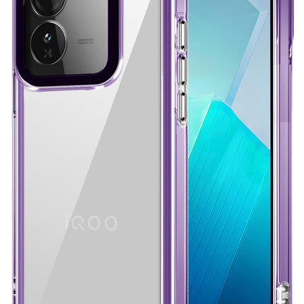 Mobizang Warrior Acrylic Clear Back Cover For IQOO Z9 | Slim Shockproof [Military Grade Protection] Hybrid Bumper Case (Purple Sides)