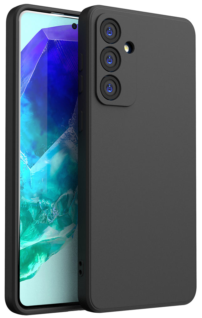 Mobizang Matte Protective Lens Flexible Back Cover for Samsung Galaxy M35 (5G) | Slim Silicone with Soft Lining Shockproof Full Body Bumper Case (Black)
