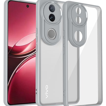 Mobizang Hawkeye Clear Back Cover for Vivo V50 5G | Camera Lens Protector Shockproof Slim Clear Case Cover (Grey Sides)