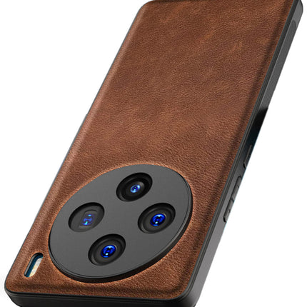 Kapa Tux Leather Back Cover for Vivo X100 (5G) | Slim Shockproof Camera Protection Bumper Case (Brown)