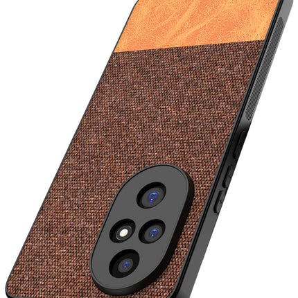 Mobizang Soft Fabric & Leather Hybrid Protective Back Cover for Honor 200 Pro (5G) | Shockproof Slim Hard Anti Slip Back Case (Brown)