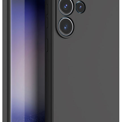 Mobizang Matte Protective Lens Flexible Back Cover for Samsung Galaxy S25 Ultra | Slim Silicone with Soft Lining Shockproof Full Body Bumper Case (Black)