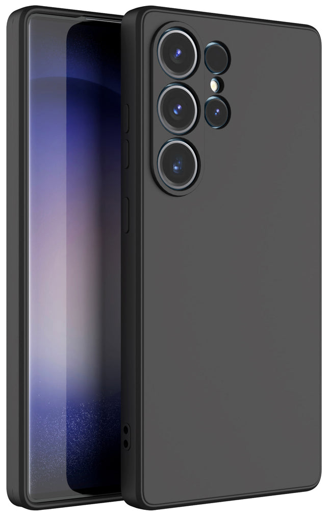 Mobizang Matte Protective Lens Flexible Back Cover for Samsung Galaxy S25 Ultra | Slim Silicone with Soft Lining Shockproof Full Body Bumper Case (Black)