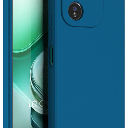 Mobizang Matte Protective Lens Flexible Back Cover for IQOO Z9X | Slim Silicone with Soft Lining Shockproof Full Body Bumper Case (Blue)