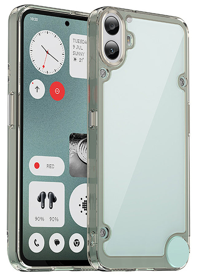 Mobizang Unicorn Acrylic Clear Back Cover For Nothing CMF Phone 1 | Slim Shockproof [Military Grade Protection] Hybrid Bumper Case (Grey Sides)
