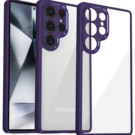 Mobizang Hawkeye Clear Back Cover for Samsung Galaxy S25 Ultra | Camera Lens Protector Shockproof Slim Clear Case Cover (Purple Sides)