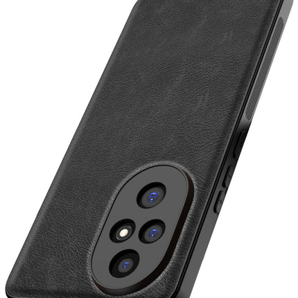 Mobizang Tux Leather Back Cover for Honor 200 Pro (5G) | Slim Shockproof Camera Protection Bumper Case (Black)