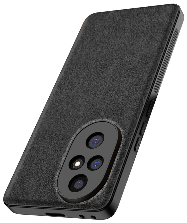 Mobizang Tux Leather Back Cover for Honor 200 Pro (5G) | Slim Shockproof Camera Protection Bumper Case (Black)
