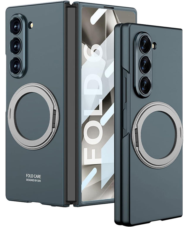 Mobizang Ultra Thin Magsafe Ring Back Case for Samsung Galaxy Z Fold 6 | Shockproof Slim Hard Protective Cover (GreyGreen)