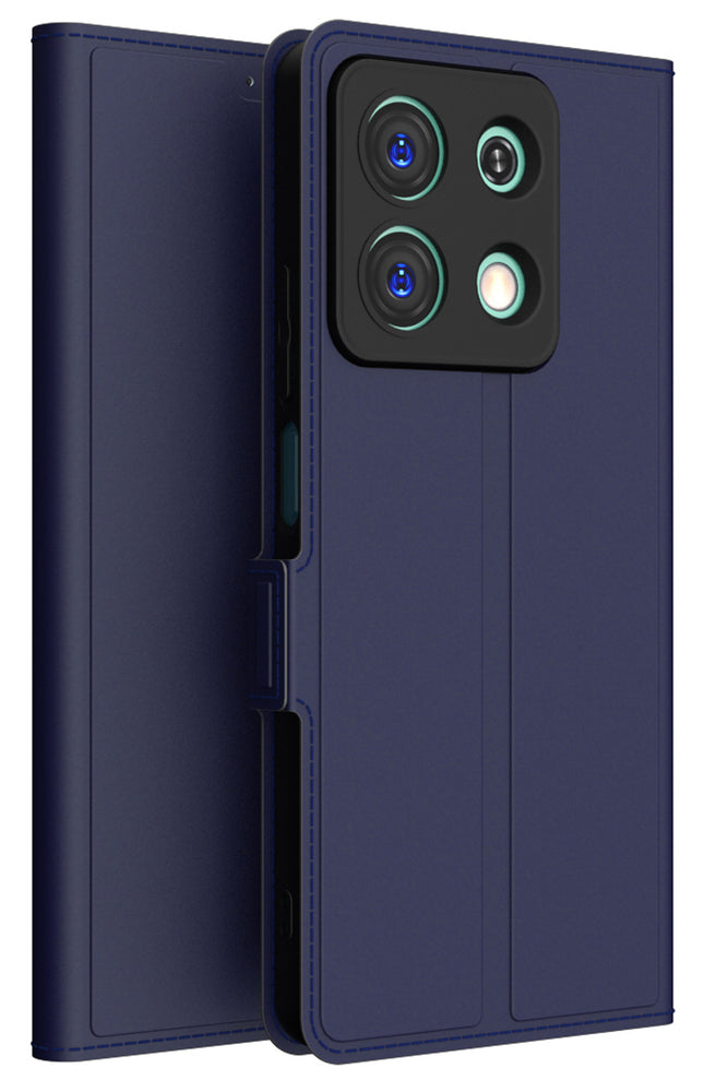 Mobizang Noble Slim Magnetic Leather Flip Case Cover for Redmi Note 13 (5G) | Card Holder Stand Flip Wallet Case (Blue)